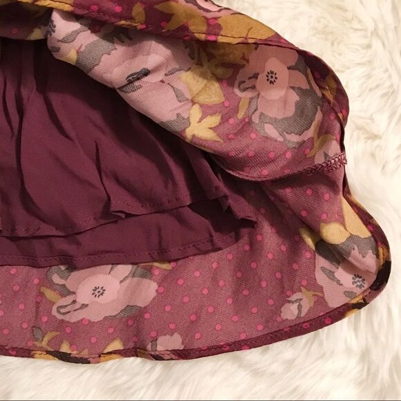 FREE PEOPLE Morning‎ Light Mini Dress Long Sleeve Floral Satin Purple Size 0 New - Picture 15 of 16